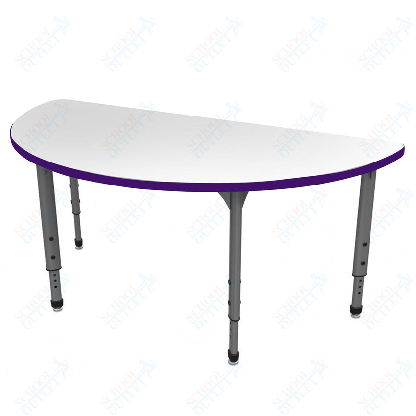 Marco Apex Series 60" Half Round School Activity Table w/ Dry Erase Top Adj Height 21" - 30" (38 - 2278 - DA) - SchoolOutlet