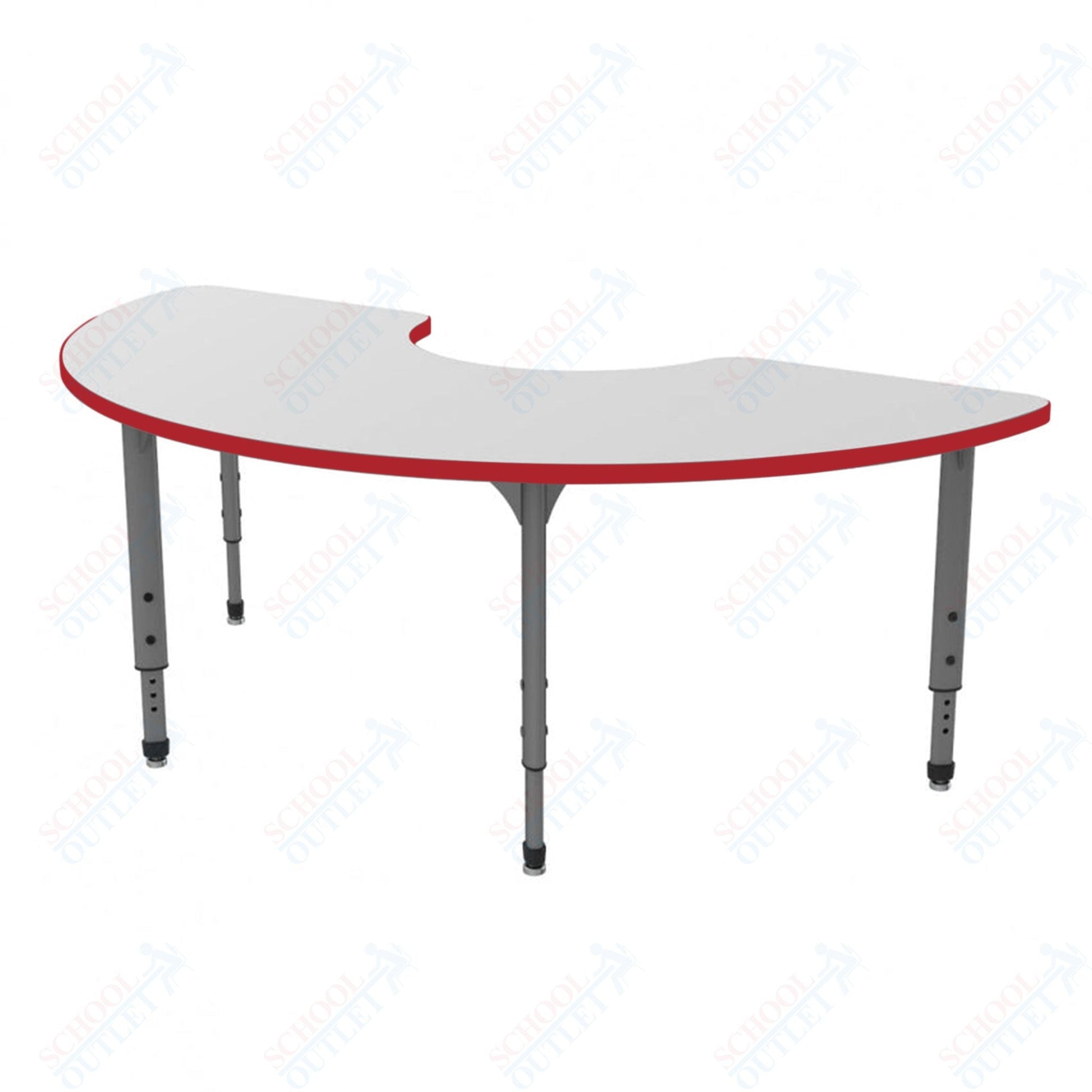 Marco Apex Series Half Moon Preschool Activity Table w/ Dry Erase HPL Top 36" x 72" Adj Height 17" - 24" (38 - 2279 - DB) - SchoolOutlet