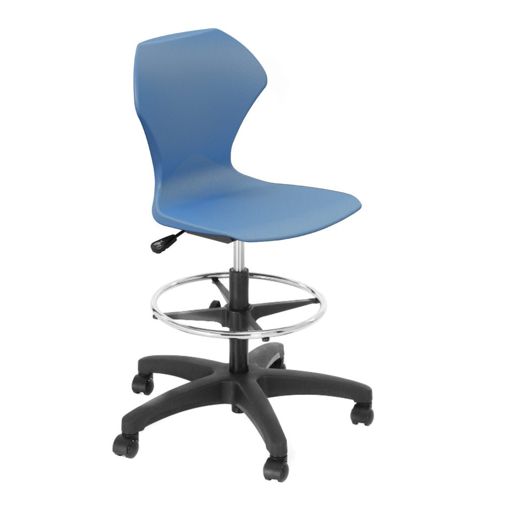 Marco Apex series 28" - 32" H Height Adjustable Gas Lift Task Stool with Foot Rest Ring (38203 - 32BK) - SchoolOutlet
