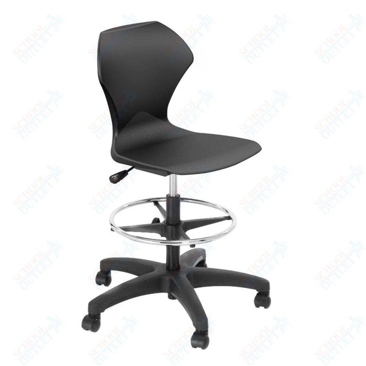 Marco Apex series 28" - 32" H Height Adjustable Gas Lift Task Stool with Foot Rest Ring (38203 - 32BK) - SchoolOutlet