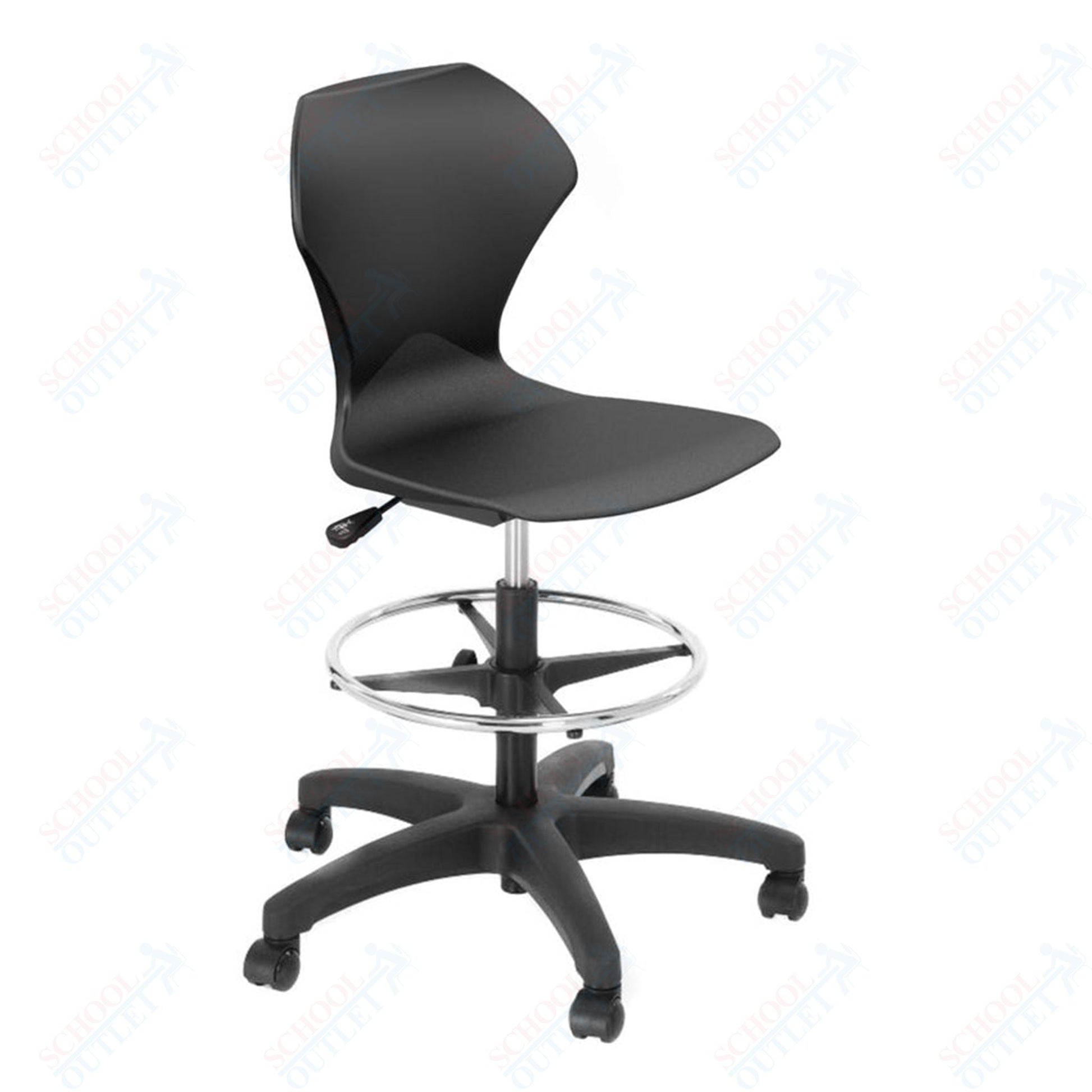 Marco Apex series 28" - 32" H Height Adjustable Gas Lift Task Stool with Foot Rest Ring (38203 - 32BK) - SchoolOutlet