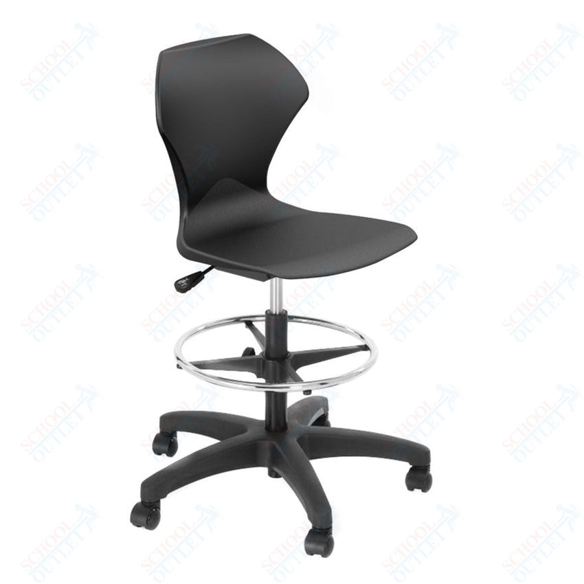 Marco Apex series 28" - 32" H Height Adjustable Gas Lift Task Stool with Foot Rest Ring (38203 - 32BK) - SchoolOutlet