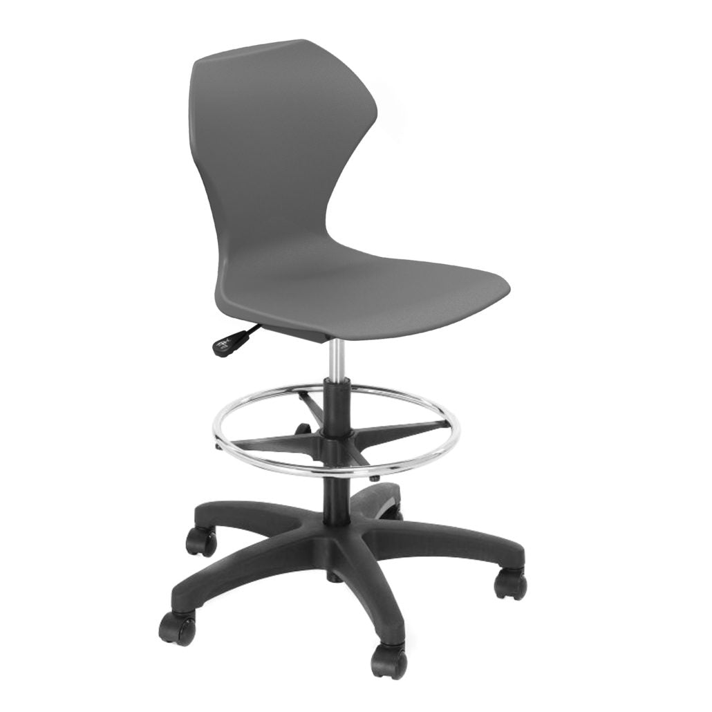 Marco Apex series 28" - 32" H Height Adjustable Gas Lift Task Stool with Foot Rest Ring (38203 - 32BK) - SchoolOutlet