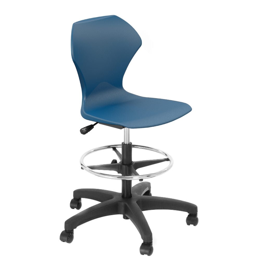Marco Apex series 28" - 32" H Height Adjustable Gas Lift Task Stool with Foot Rest Ring (38203 - 32BK) - SchoolOutlet