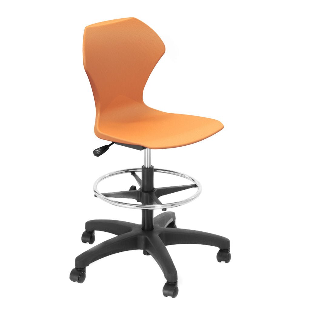 Marco Apex series 28" - 32" H Height Adjustable Gas Lift Task Stool with Foot Rest Ring (38203 - 32BK) - SchoolOutlet