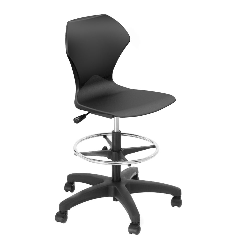 Marco Apex series 28" - 32" H Height Adjustable Gas Lift Task Stool with Foot Rest Ring (38203 - 32BK) - SchoolOutlet