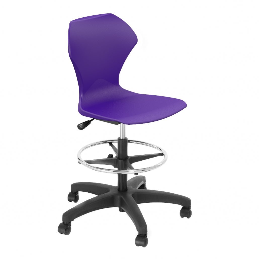 Marco Apex series 28" - 32" H Height Adjustable Gas Lift Task Stool with Foot Rest Ring (38203 - 32BK) - SchoolOutlet