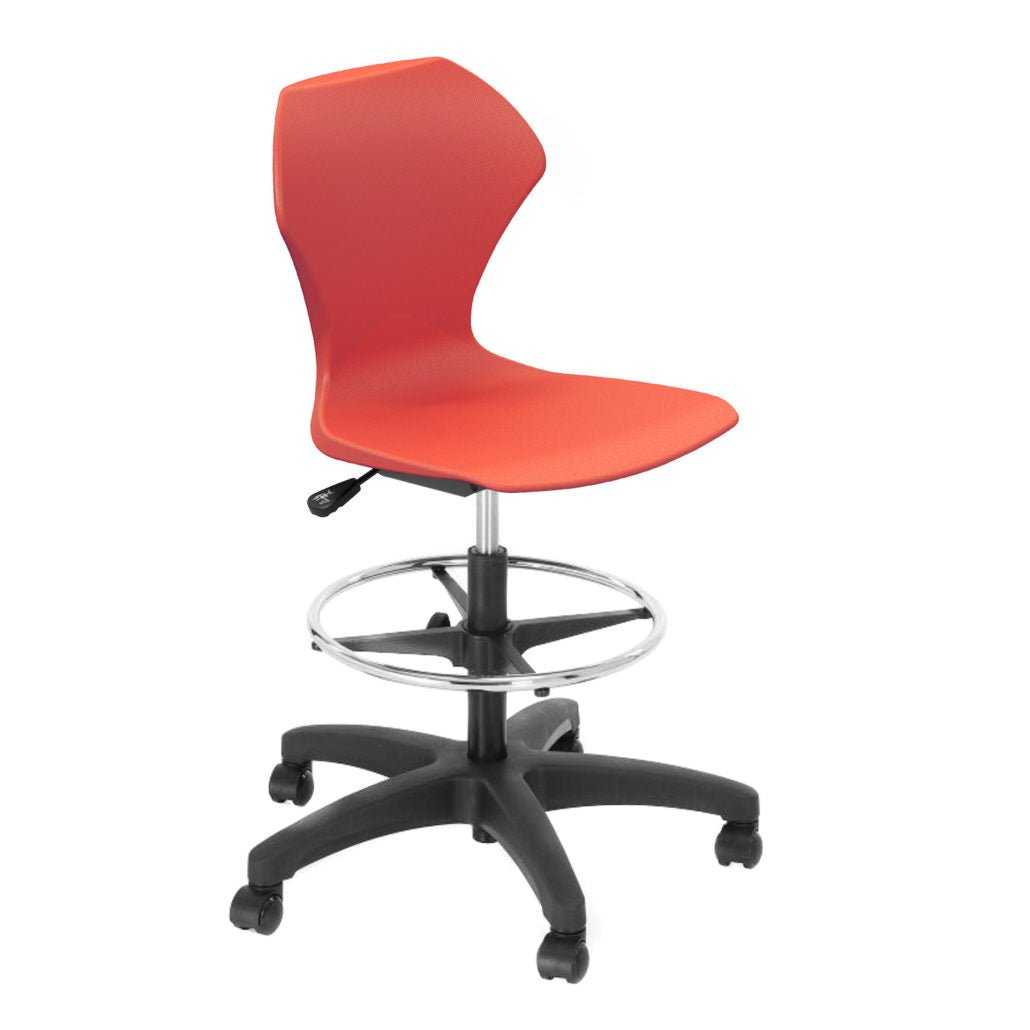 Marco Apex series 28" - 32" H Height Adjustable Gas Lift Task Stool with Foot Rest Ring (38203 - 32BK) - SchoolOutlet