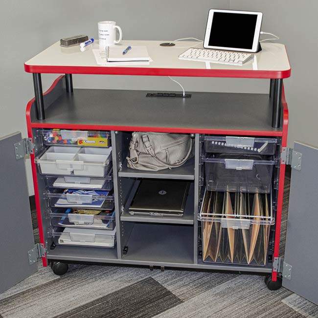Marco Horizon Teacher's Mobile Workstation w/ 9 Tote Trays (39 - 11005 - 4) - SchoolOutlet