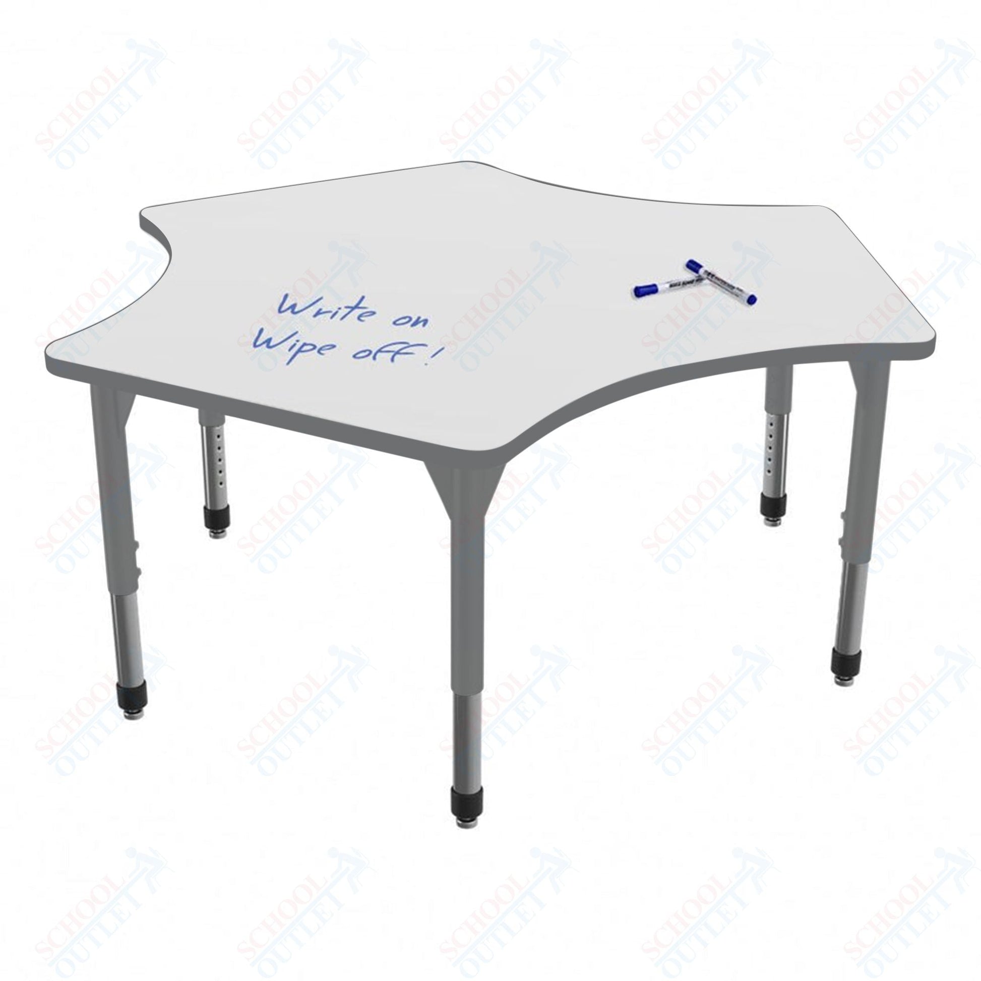 Marco Premier Series Delta Stand - Up Table w/ Dry Erase Top 60" x 60" Adj Height 32" - 42" (43 - 2251 - DA) - SchoolOutlet