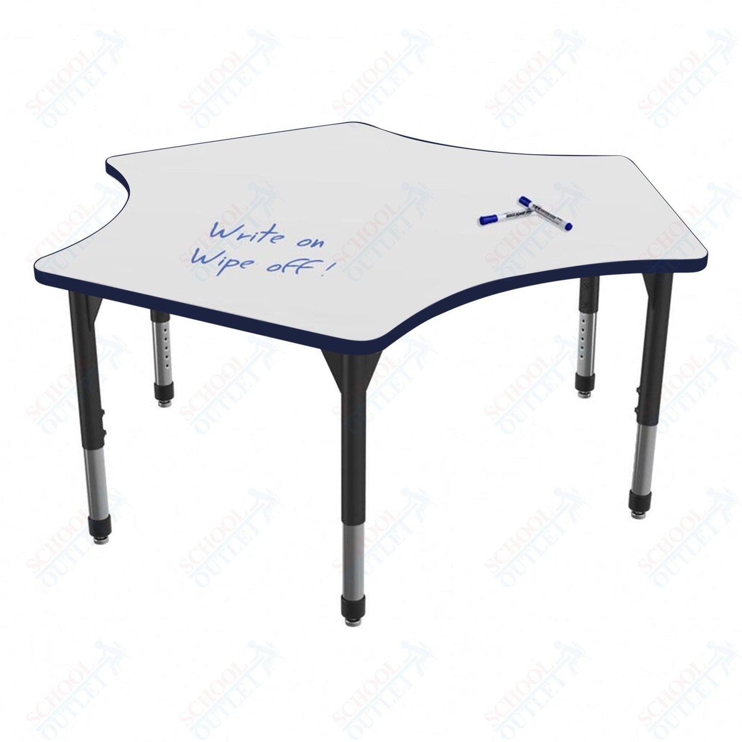 Marco Premier Series Delta Stand - Up Table w/ Dry Erase Top 60" x 60" Adj Height 32" - 42" (43 - 2251 - DA) - SchoolOutlet