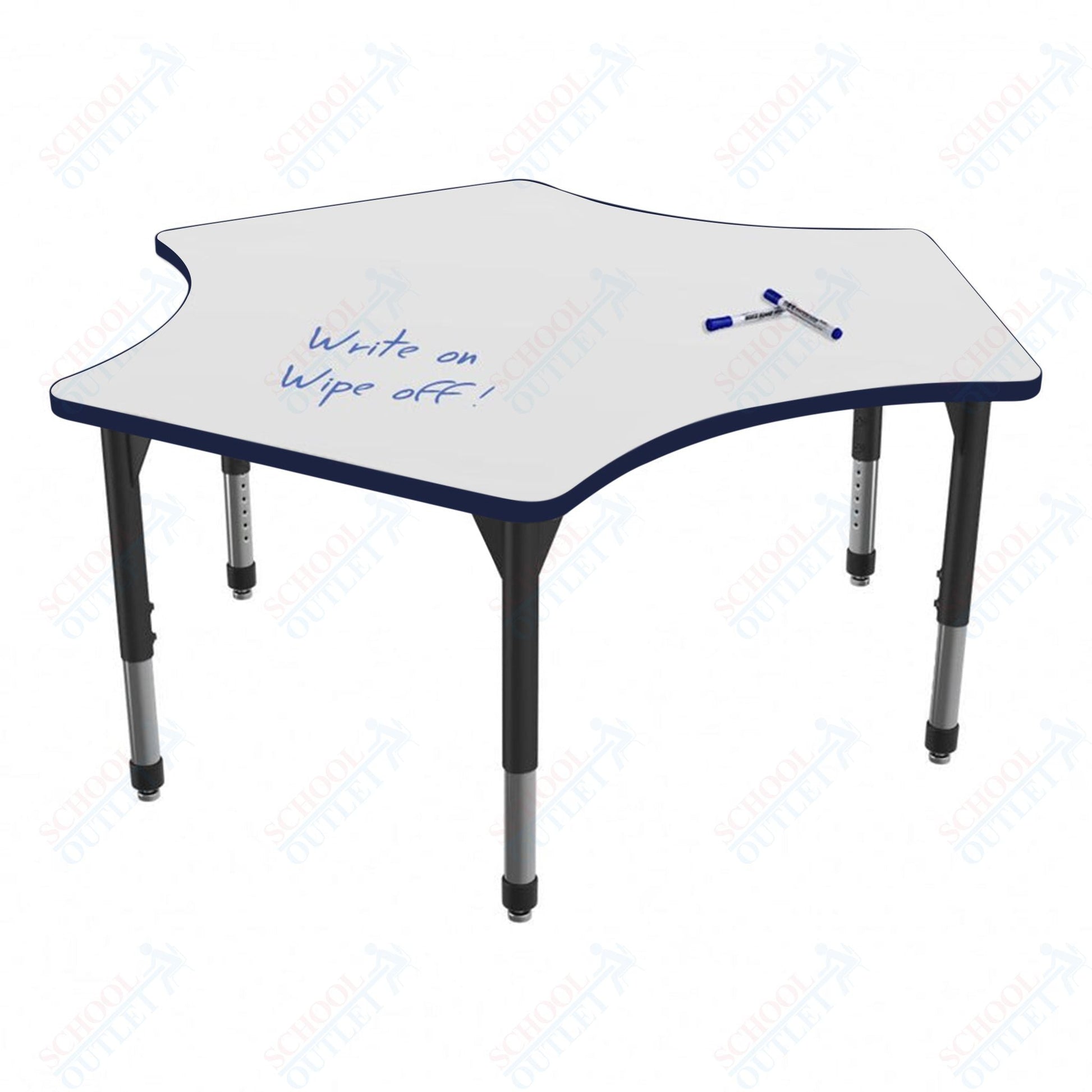 Marco Premier Series Delta Stand - Up Table w/ Dry Erase Top 60" x 60" Adj Height 32" - 42" (43 - 2251 - DA) - SchoolOutlet