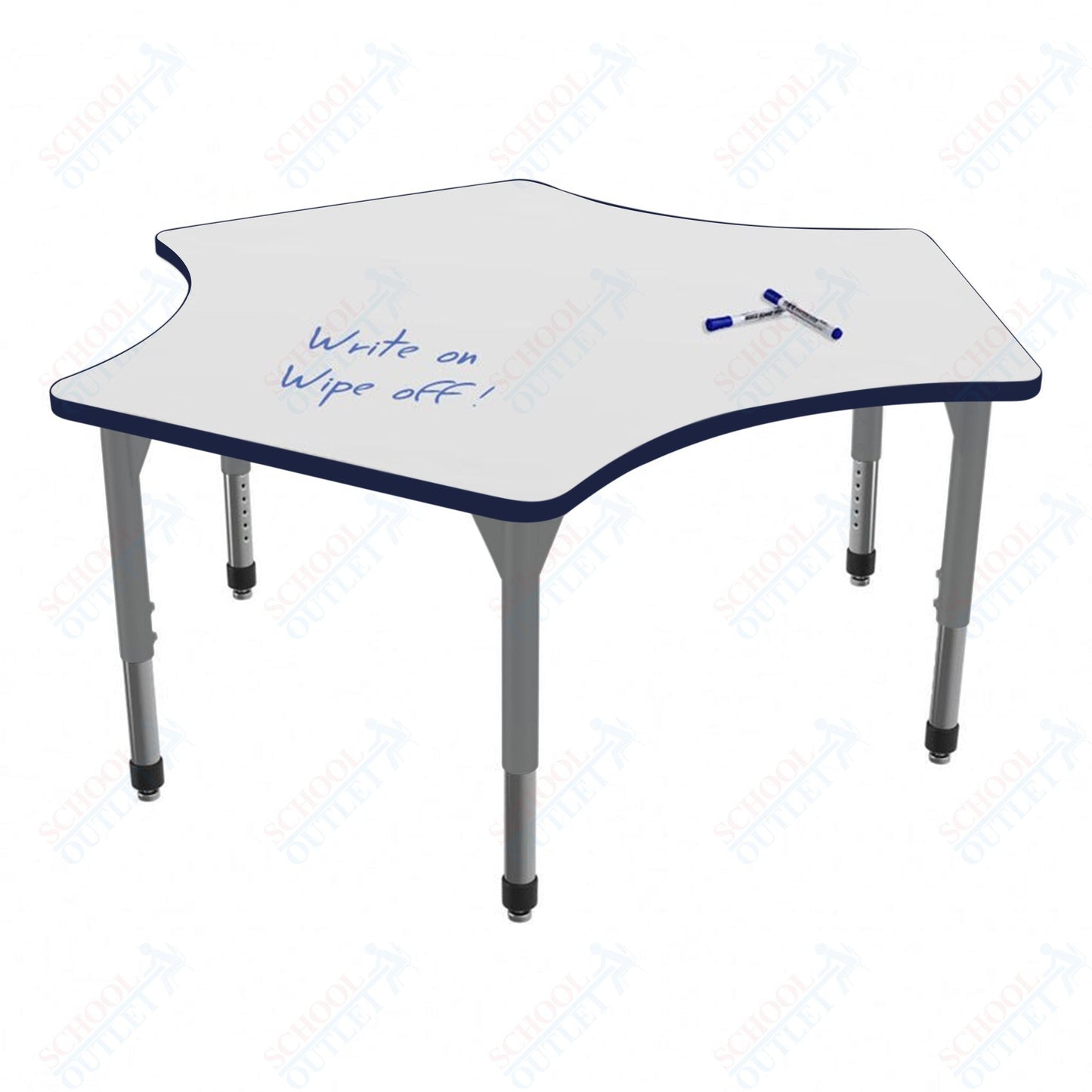 Marco Premier Series Delta Stand - Up Table w/ Dry Erase Top 60" x 60" Adj Height 32" - 42" (43 - 2251 - DA) - SchoolOutlet