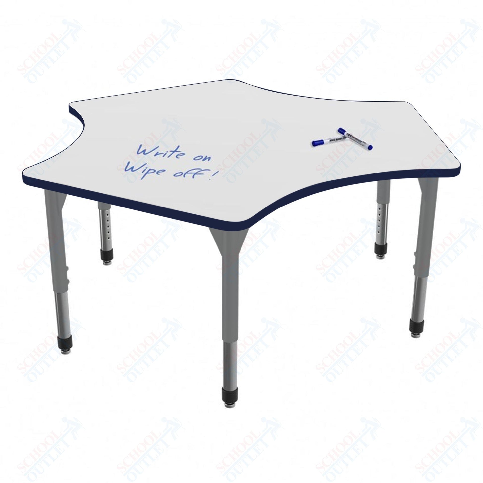 Marco Premier Series Delta Stand - Up Table w/ Dry Erase Top 60" x 60" Adj Height 32" - 42" (43 - 2251 - DA) - SchoolOutlet
