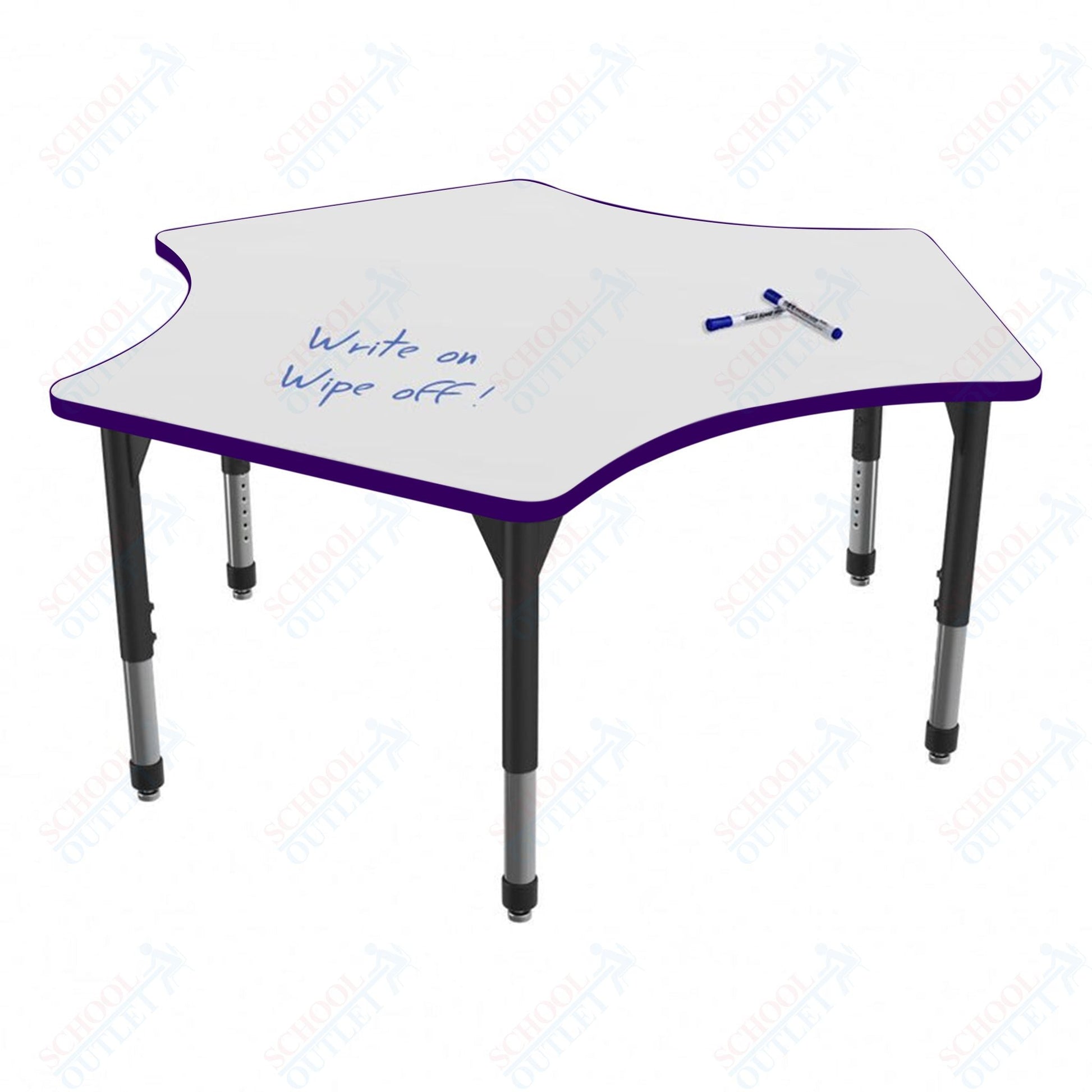 Marco Premier Series Delta Stand - Up Table w/ Dry Erase Top 60" x 60" Adj Height 32" - 42" (43 - 2251 - DA) - SchoolOutlet