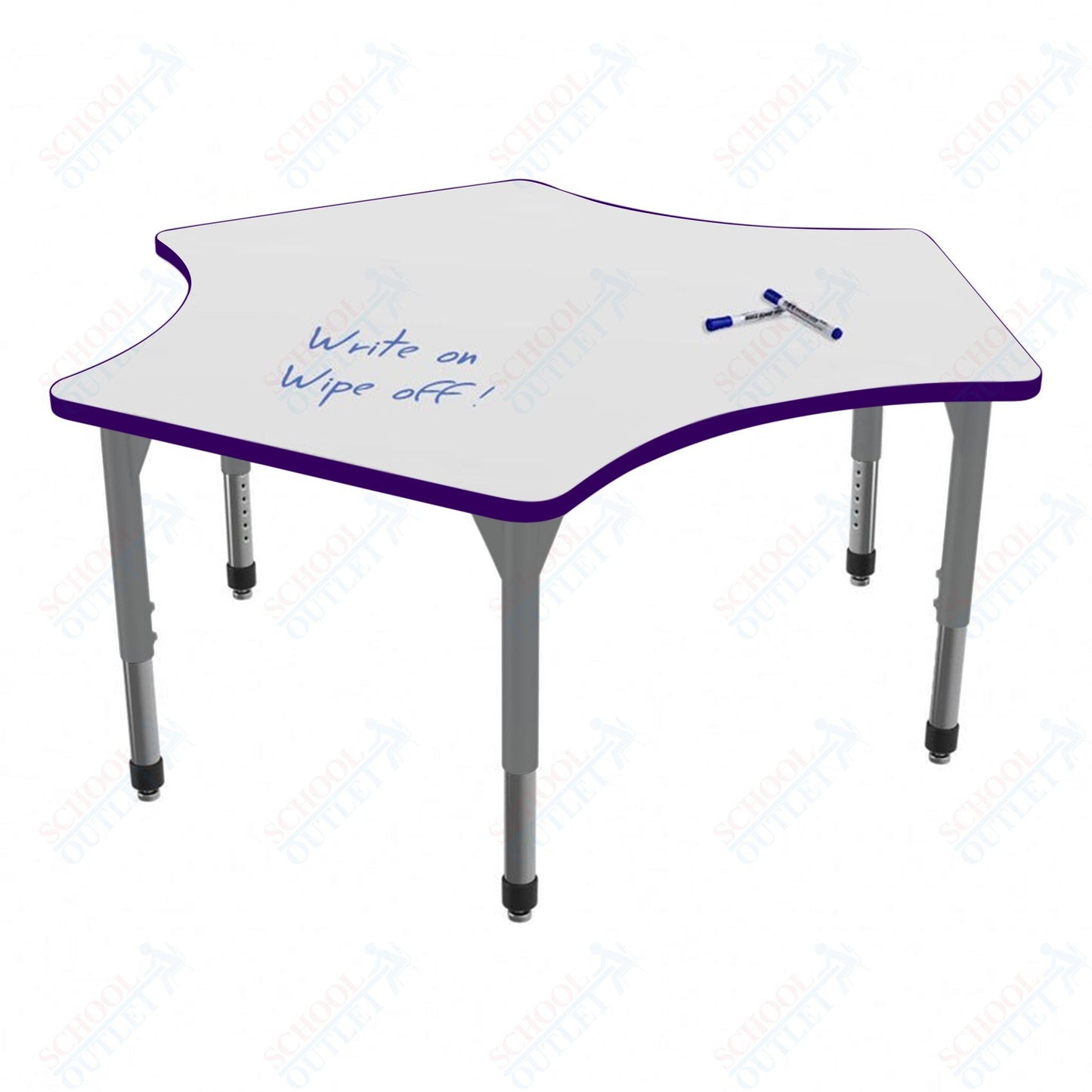 Marco Premier Series Delta Stand - Up Table w/ Dry Erase Top 60" x 60" Adj Height 32" - 42" (43 - 2251 - DA) - SchoolOutlet
