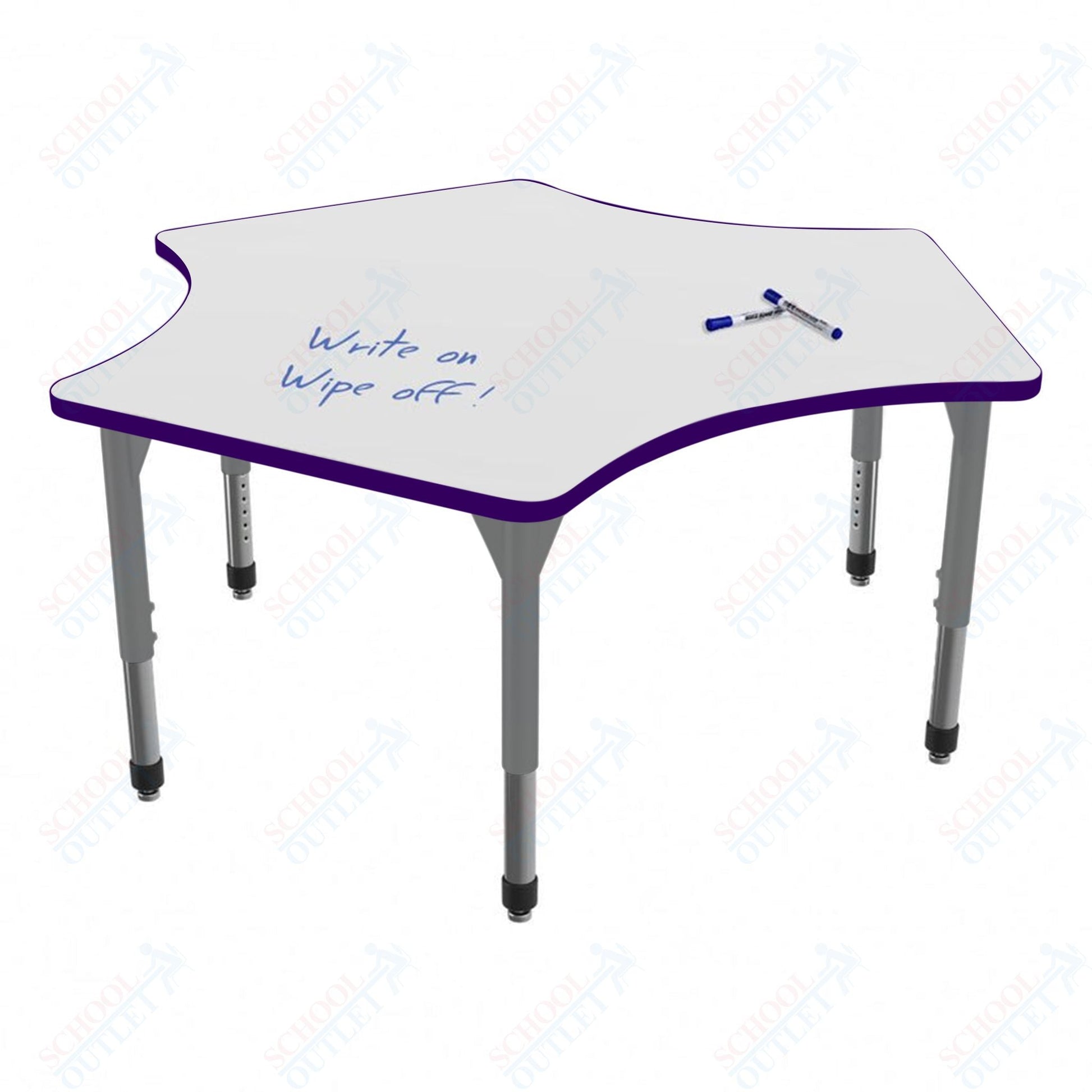 Marco Premier Series Delta Stand - Up Table w/ Dry Erase Top 60" x 60" Adj Height 32" - 42" (43 - 2251 - DA) - SchoolOutlet