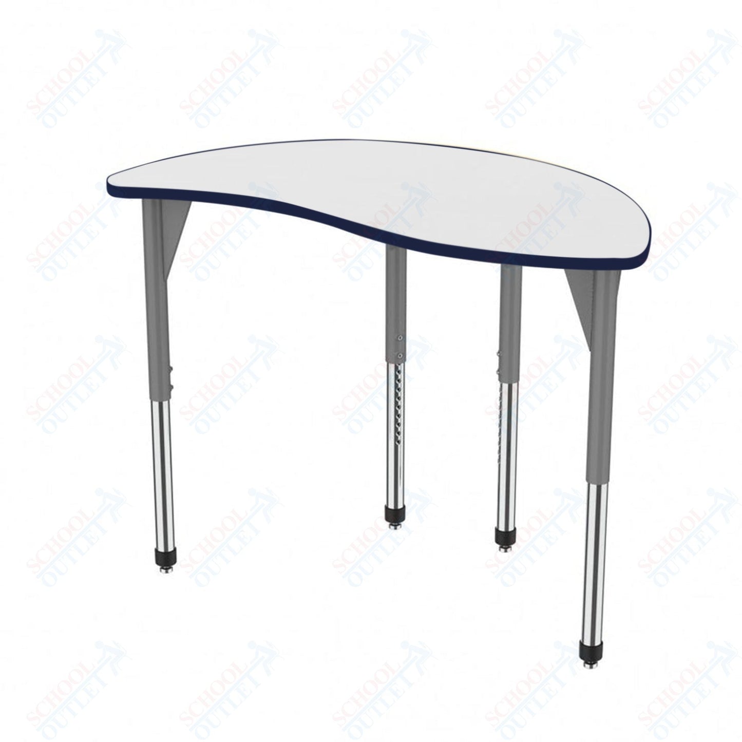 Marco Premier Series Wave Half Round Activity Table w/ Dry Erase Top 30" x 54" Adj Height 21" - 31" (43 - 2252 - DB) - SchoolOutlet