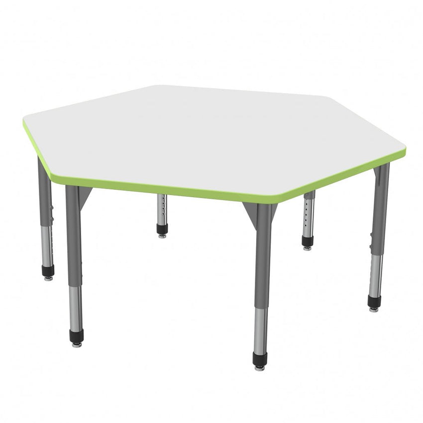 Marco Premier Series Hexagon Stand - Up Table w/ Dry Erase Top 54.5" x 48" Adj Height 32" - 42" (43 - 2254 - DA) - SchoolOutlet