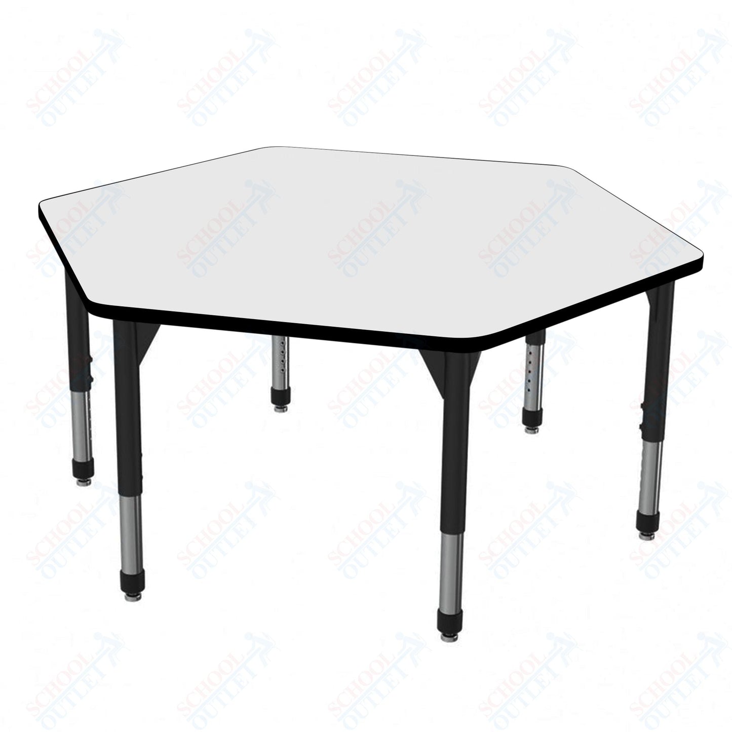 Marco Premier Series Hexagon Stand - Up Table w/ Dry Erase Top 54.5" x 48" Adj Height 32" - 42" (43 - 2254 - DA) - SchoolOutlet