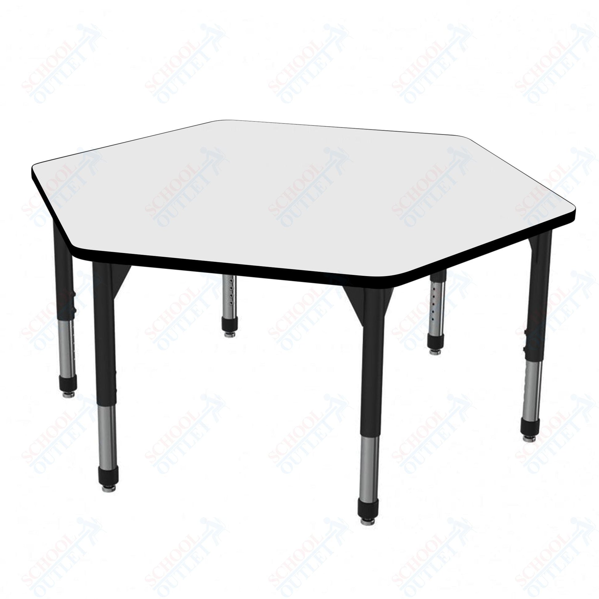 Marco Premier Series Hexagon Stand - Up Table w/ Dry Erase Top 54.5" x 48" Adj Height 32" - 42" (43 - 2254 - DA) - SchoolOutlet