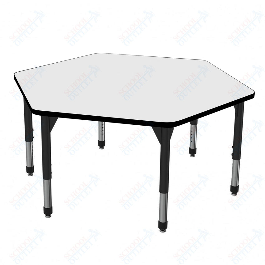 Marco Premier Series Hexagon Stand - Up Table w/ Dry Erase Top 54.5" x 48" Adj Height 32" - 42" (43 - 2254 - DA) - SchoolOutlet