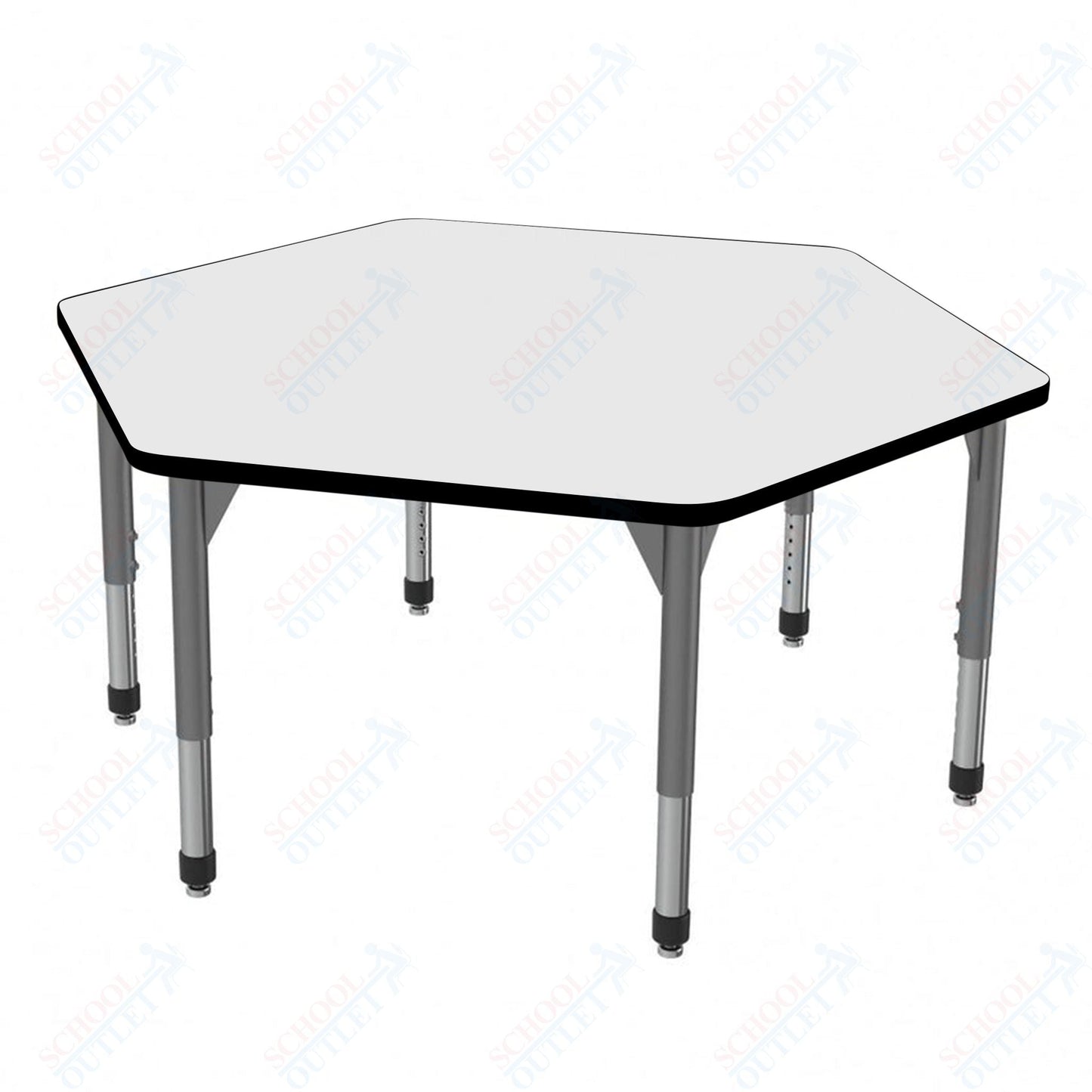 Marco Premier Series Hexagon Stand - Up Table w/ Dry Erase Top 54.5" x 48" Adj Height 32" - 42" (43 - 2254 - DA) - SchoolOutlet