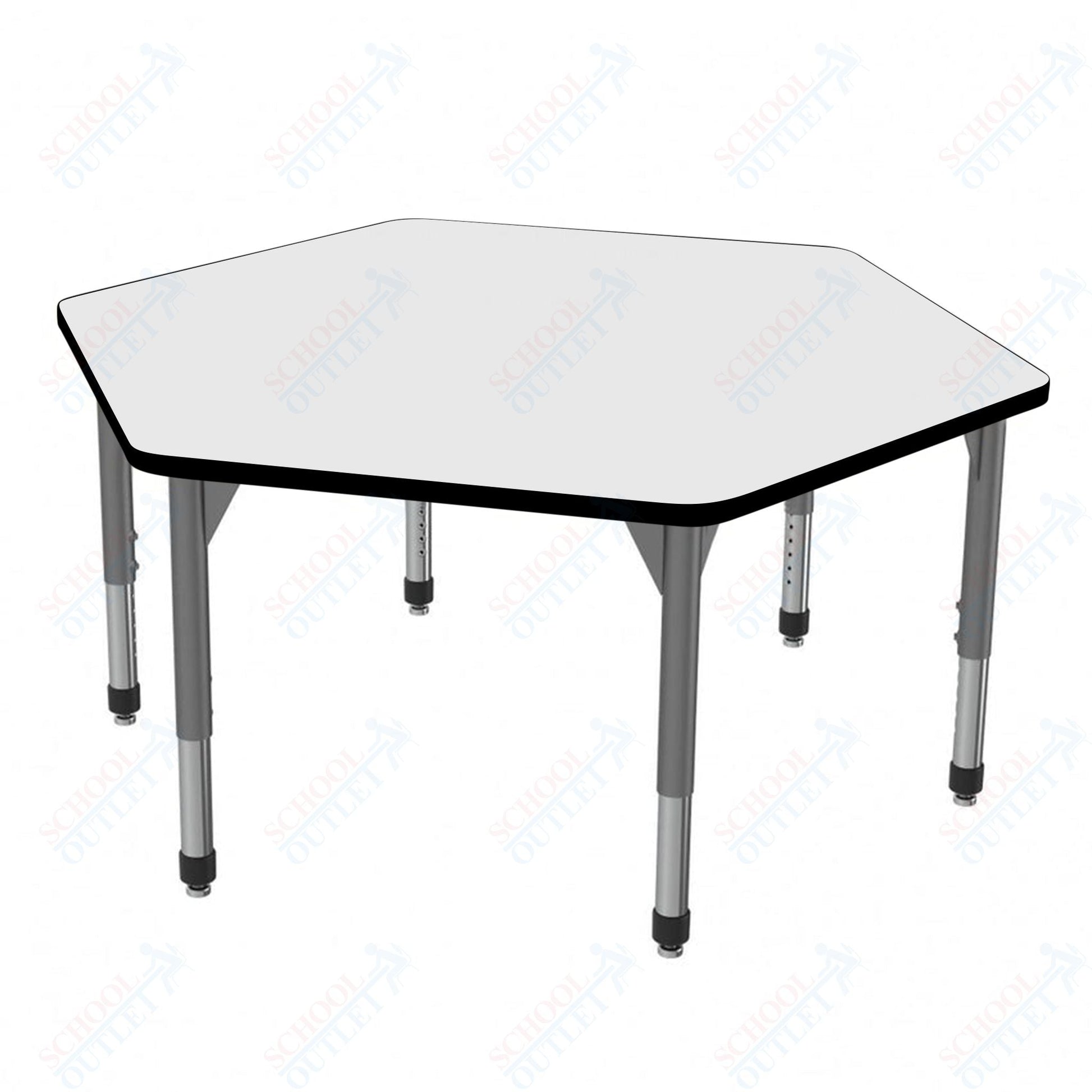 Marco Premier Series Hexagon Stand - Up Table w/ Dry Erase Top 54.5" x 48" Adj Height 32" - 42" (43 - 2254 - DA) - SchoolOutlet