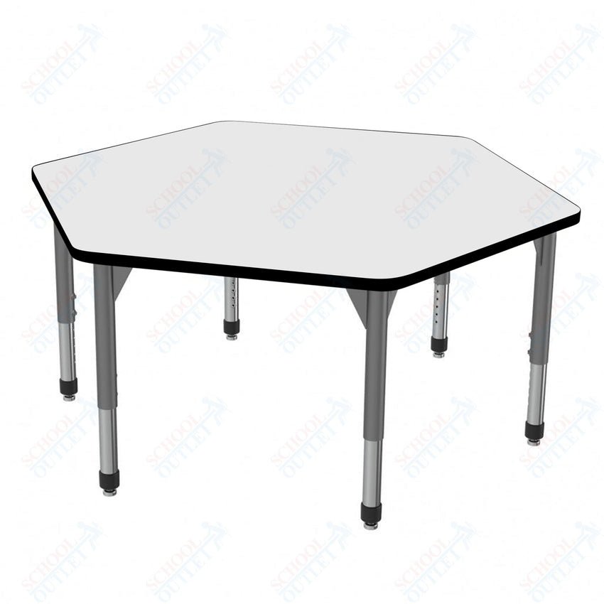 Marco Premier Series Hexagon Stand - Up Table w/ Dry Erase Top 54.5" x 48" Adj Height 32" - 42" (43 - 2254 - DA) - SchoolOutlet
