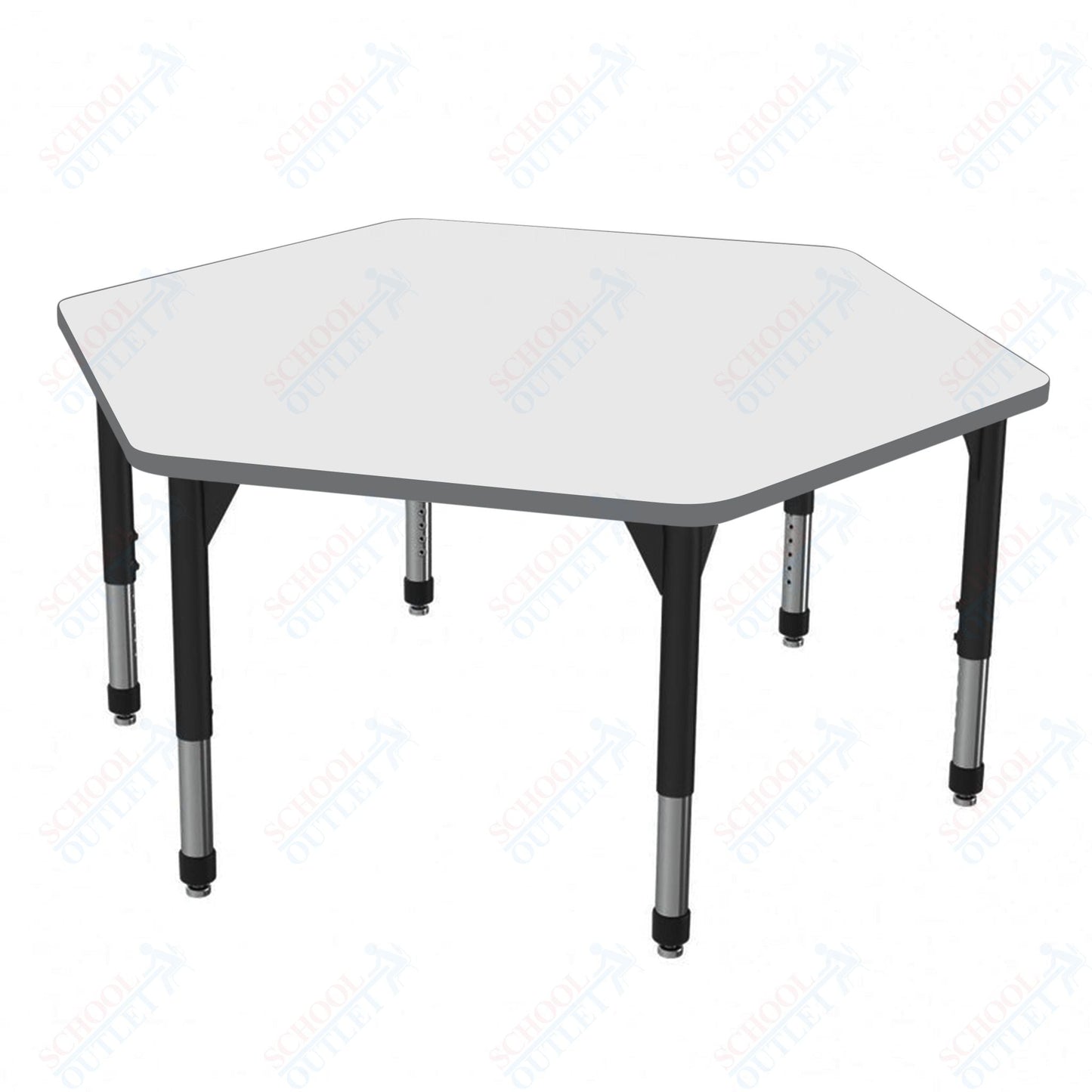 Marco Premier Series Hexagon Stand - Up Table w/ Dry Erase Top 54.5" x 48" Adj Height 32" - 42" (43 - 2254 - DA) - SchoolOutlet