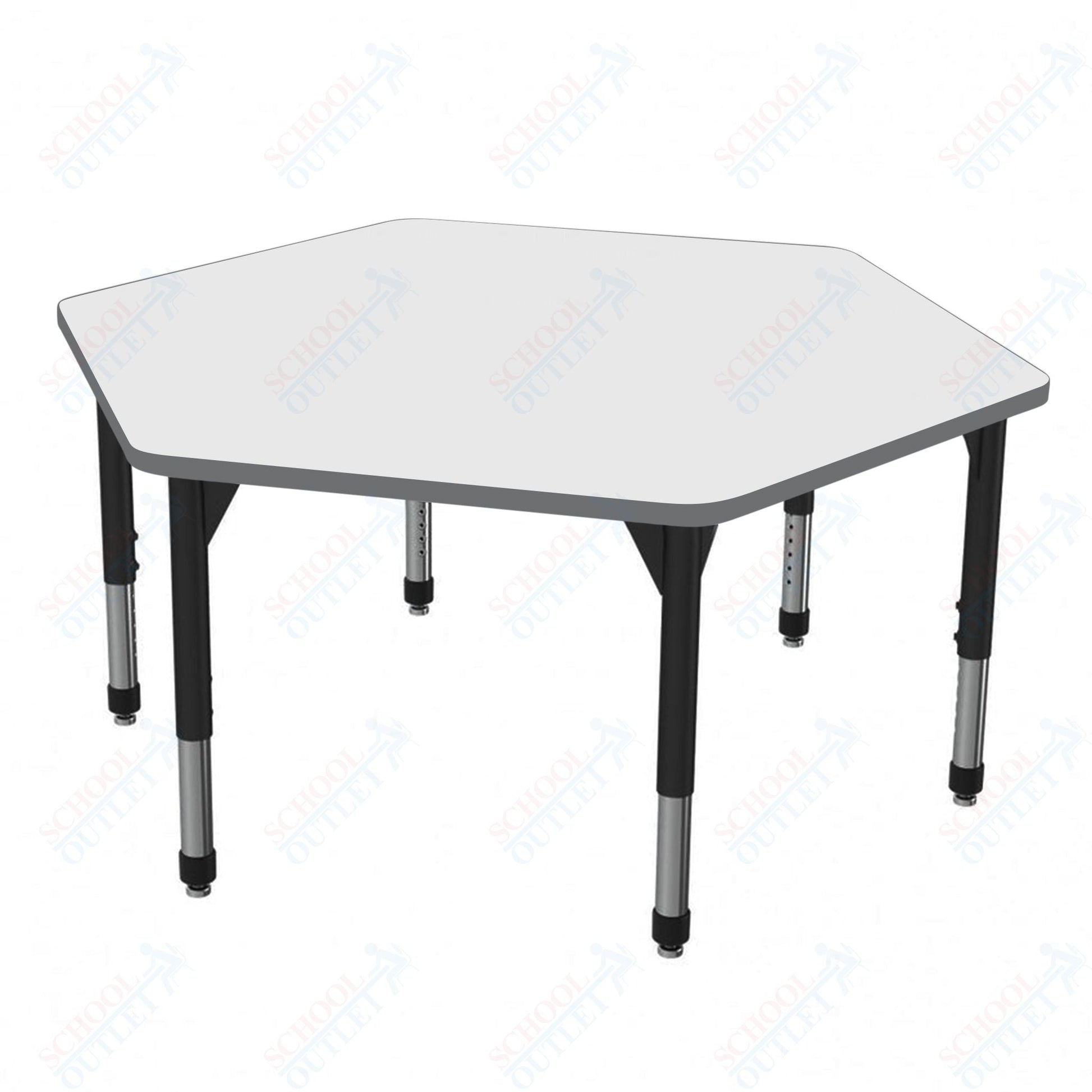 Marco Premier Series Hexagon Stand - Up Table w/ Dry Erase Top 54.5" x 48" Adj Height 32" - 42" (43 - 2254 - DA) - SchoolOutlet