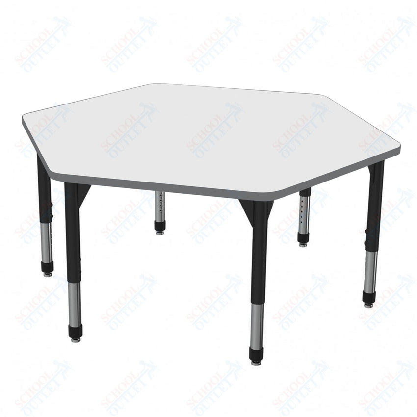 Marco Premier Series Hexagon Stand - Up Table w/ Dry Erase Top 54.5" x 48" Adj Height 32" - 42" (43 - 2254 - DA) - SchoolOutlet