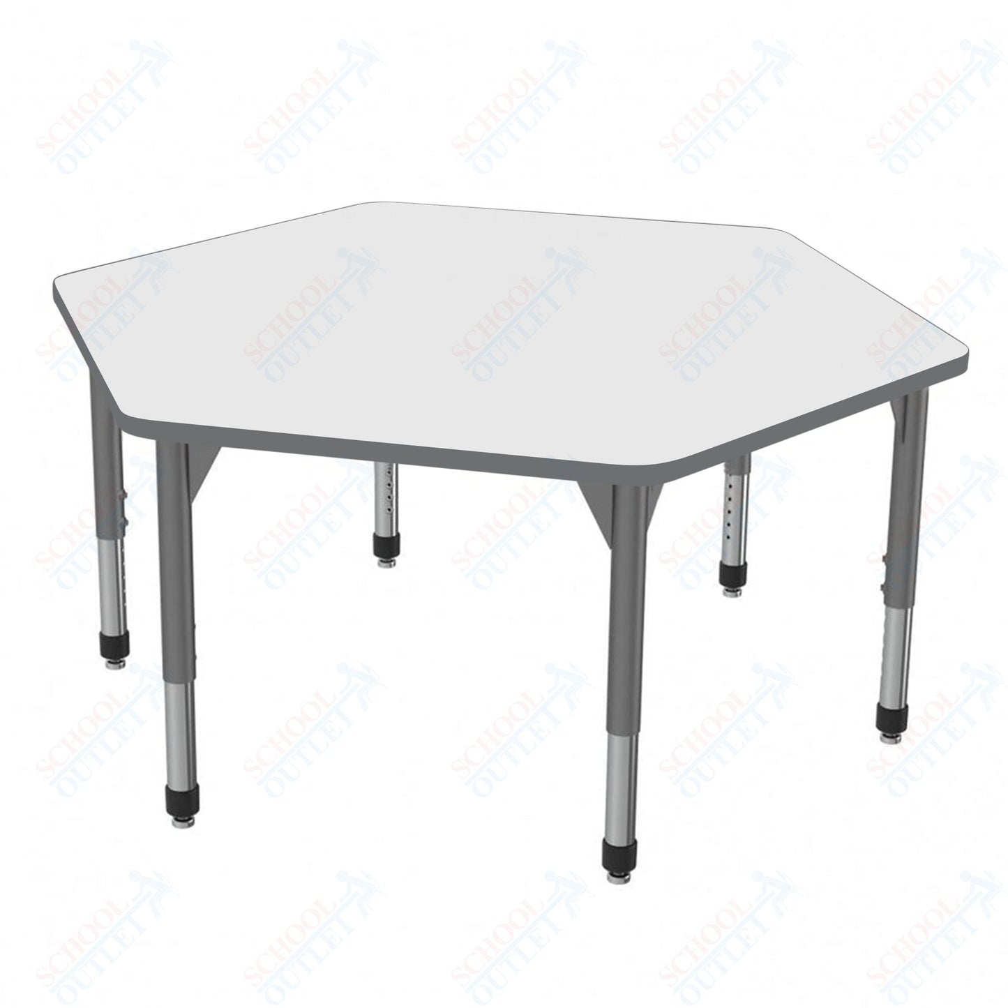 Marco Premier Series Hexagon Stand - Up Table w/ Dry Erase Top 54.5" x 48" Adj Height 32" - 42" (43 - 2254 - DA) - SchoolOutlet