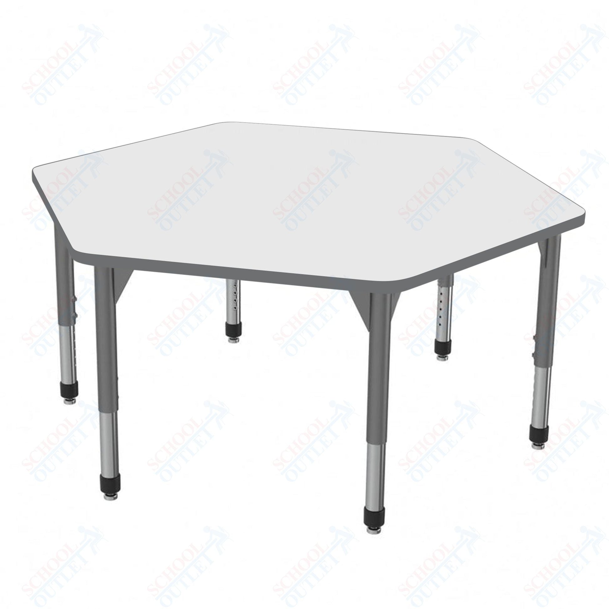 Marco Premier Series Hexagon Stand - Up Table w/ Dry Erase Top 54.5" x 48" Adj Height 32" - 42" (43 - 2254 - DA) - SchoolOutlet