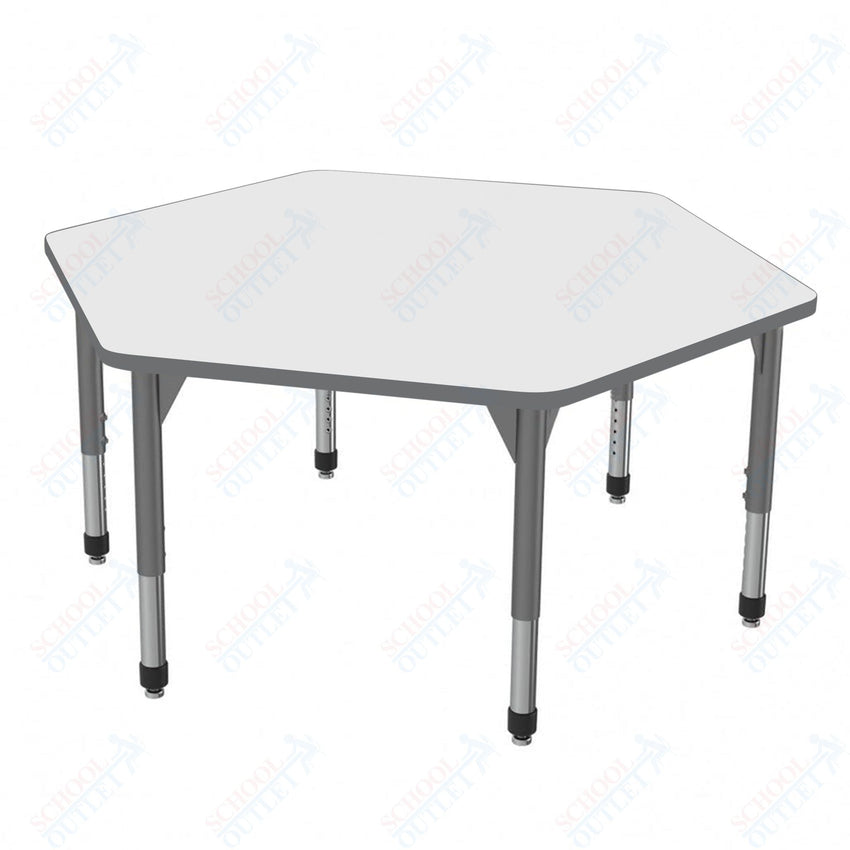 Marco Premier Series Hexagon Stand - Up Table w/ Dry Erase Top 54.5" x 48" Adj Height 32" - 42" (43 - 2254 - DA) - SchoolOutlet