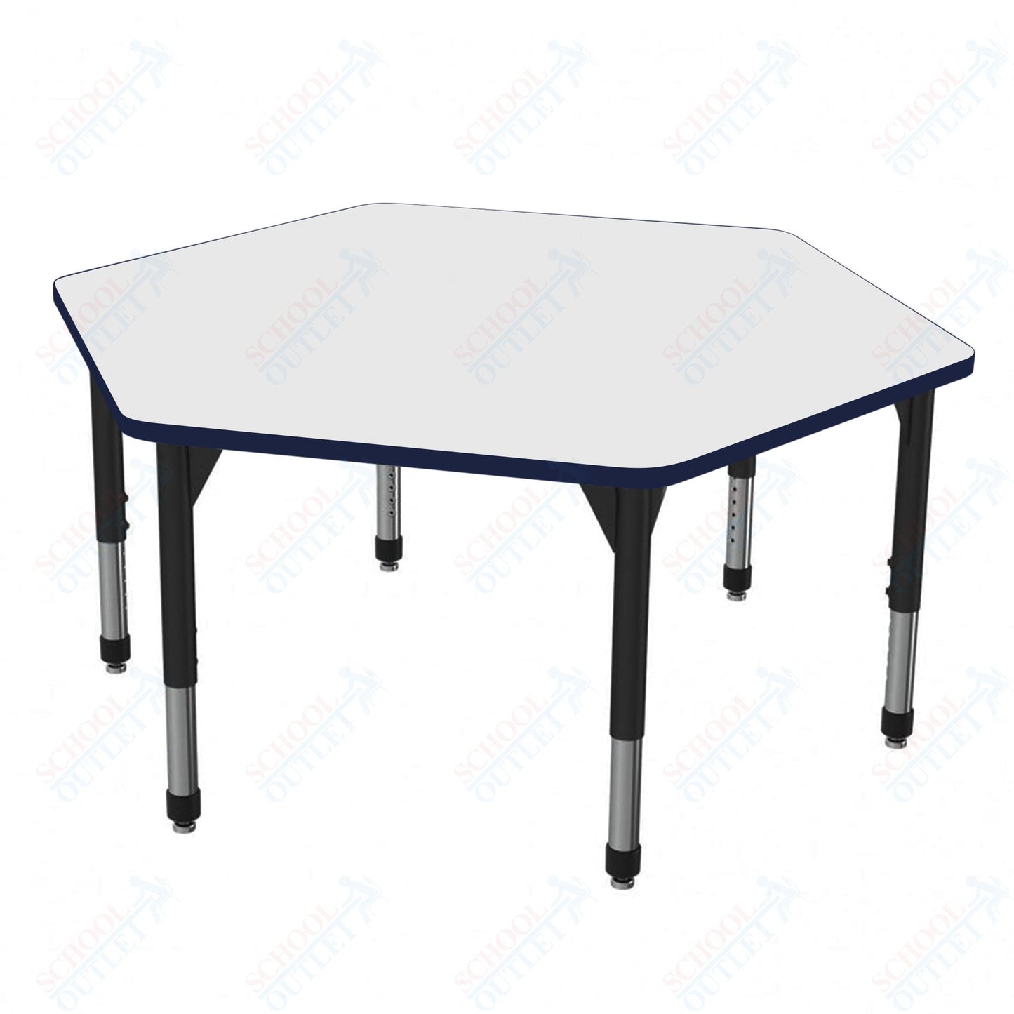 Marco Premier Series Hexagon Stand - Up Table w/ Dry Erase Top 54.5" x 48" Adj Height 32" - 42" (43 - 2254 - DA) - SchoolOutlet