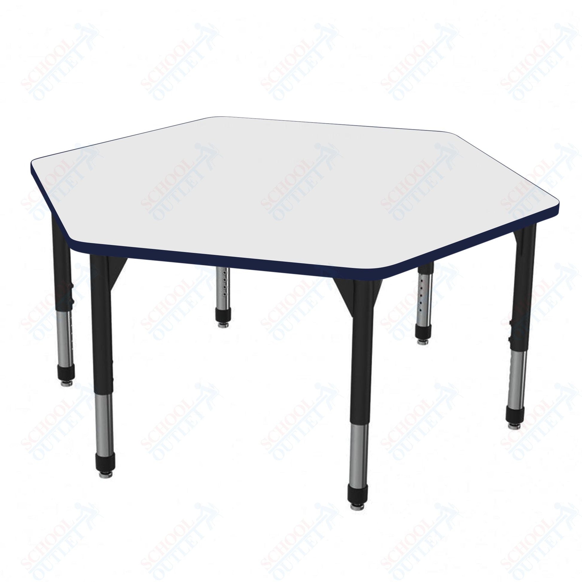 Marco Premier Series Hexagon Stand - Up Table w/ Dry Erase Top 54.5" x 48" Adj Height 32" - 42" (43 - 2254 - DA) - SchoolOutlet
