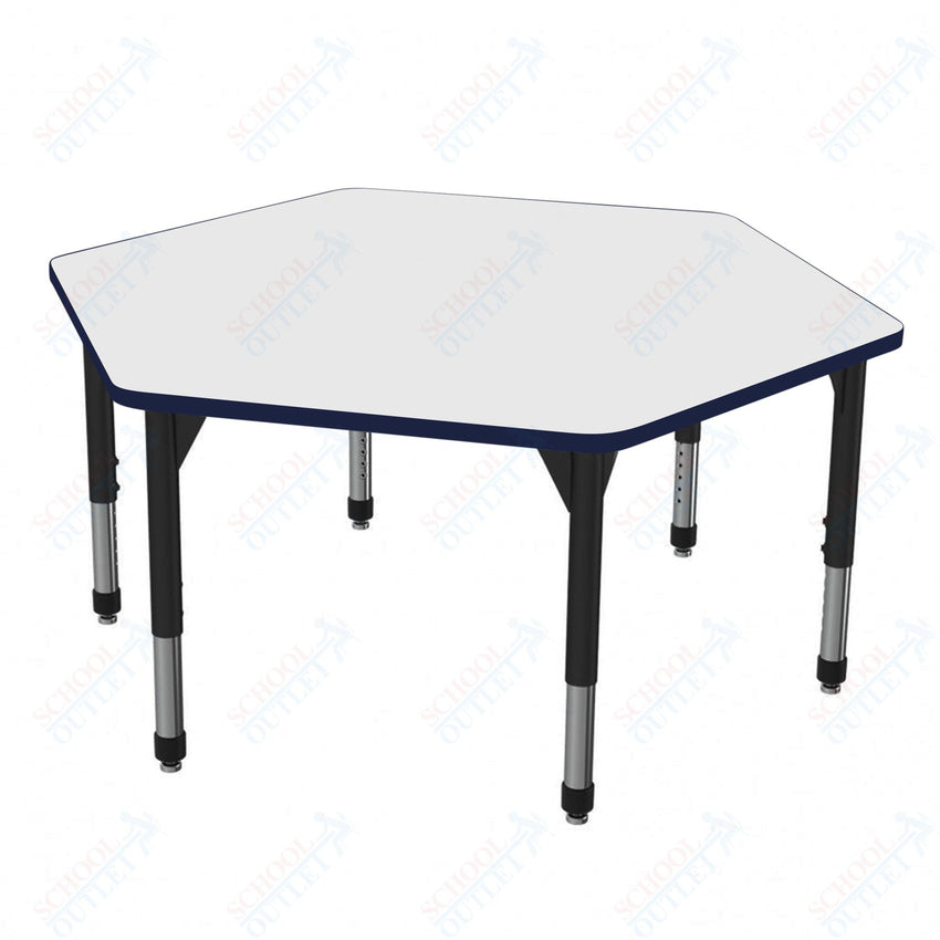 Marco Premier Series Hexagon Stand - Up Table w/ Dry Erase Top 54.5" x 48" Adj Height 32" - 42" (43 - 2254 - DA) - SchoolOutlet