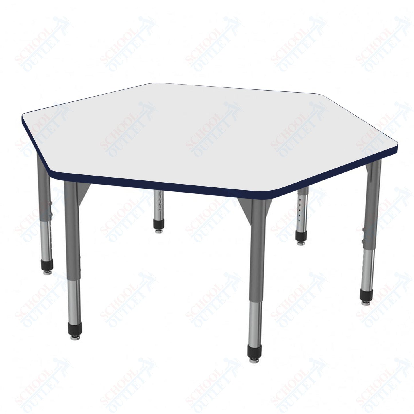 Marco Premier Series Hexagon Stand - Up Table w/ Dry Erase Top 54.5" x 48" Adj Height 32" - 42" (43 - 2254 - DA) - SchoolOutlet
