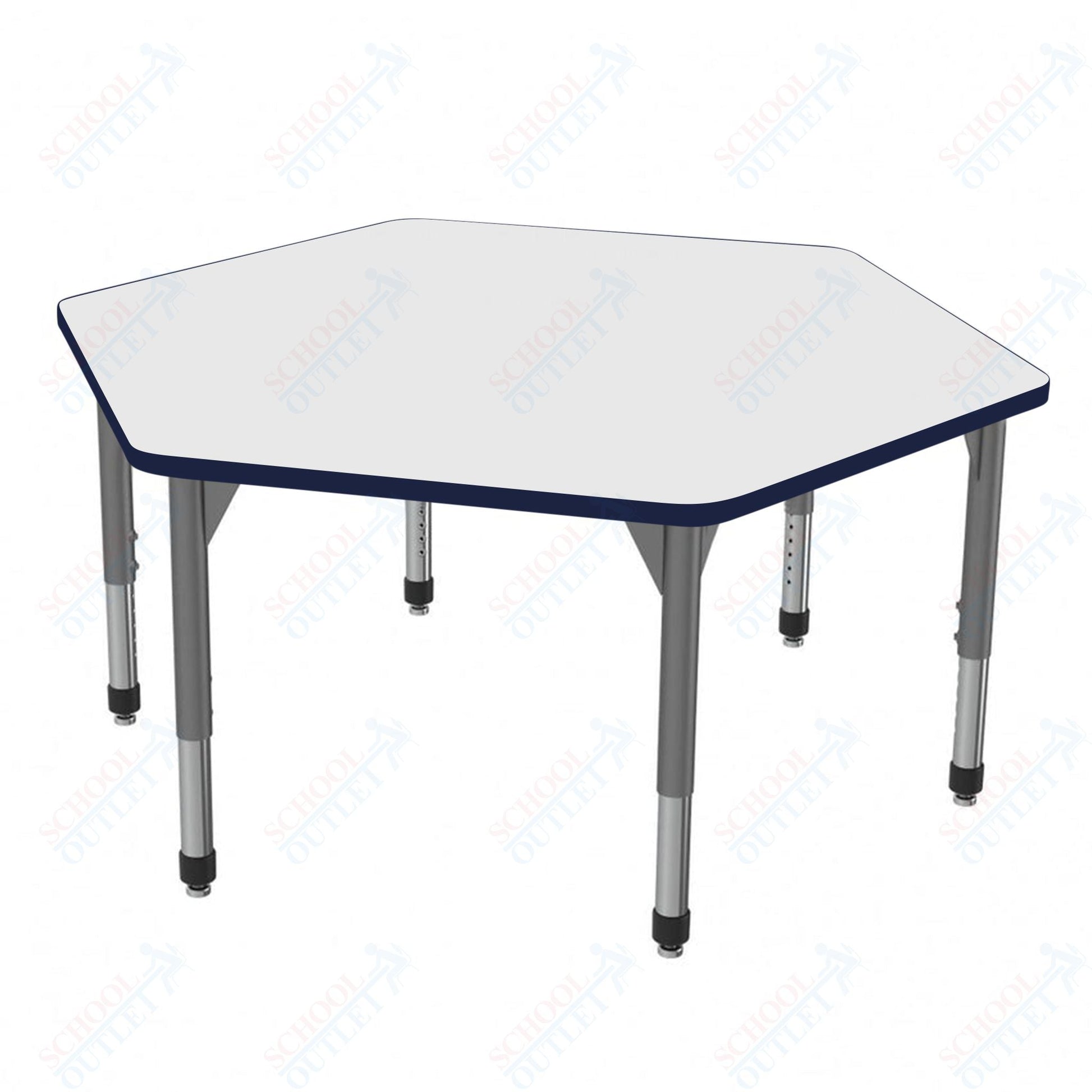 Marco Premier Series Hexagon Stand - Up Table w/ Dry Erase Top 54.5" x 48" Adj Height 32" - 42" (43 - 2254 - DA) - SchoolOutlet