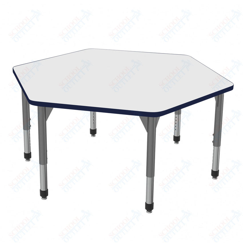 Marco Premier Series Hexagon Stand - Up Table w/ Dry Erase Top 54.5" x 48" Adj Height 32" - 42" (43 - 2254 - DA) - SchoolOutlet