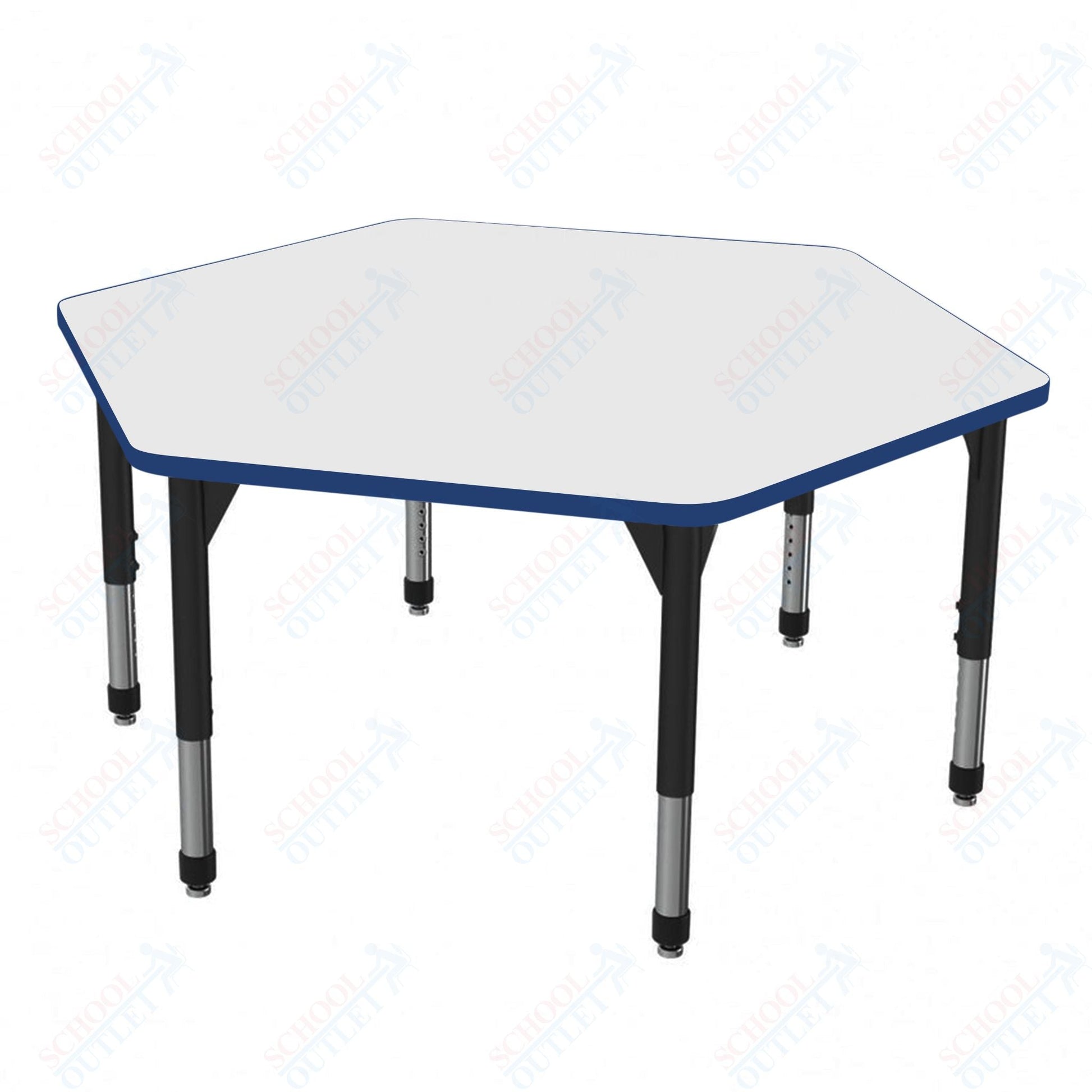 Marco Premier Series Hexagon Stand - Up Table w/ Dry Erase Top 54.5" x 48" Adj Height 32" - 42" (43 - 2254 - DA) - SchoolOutlet