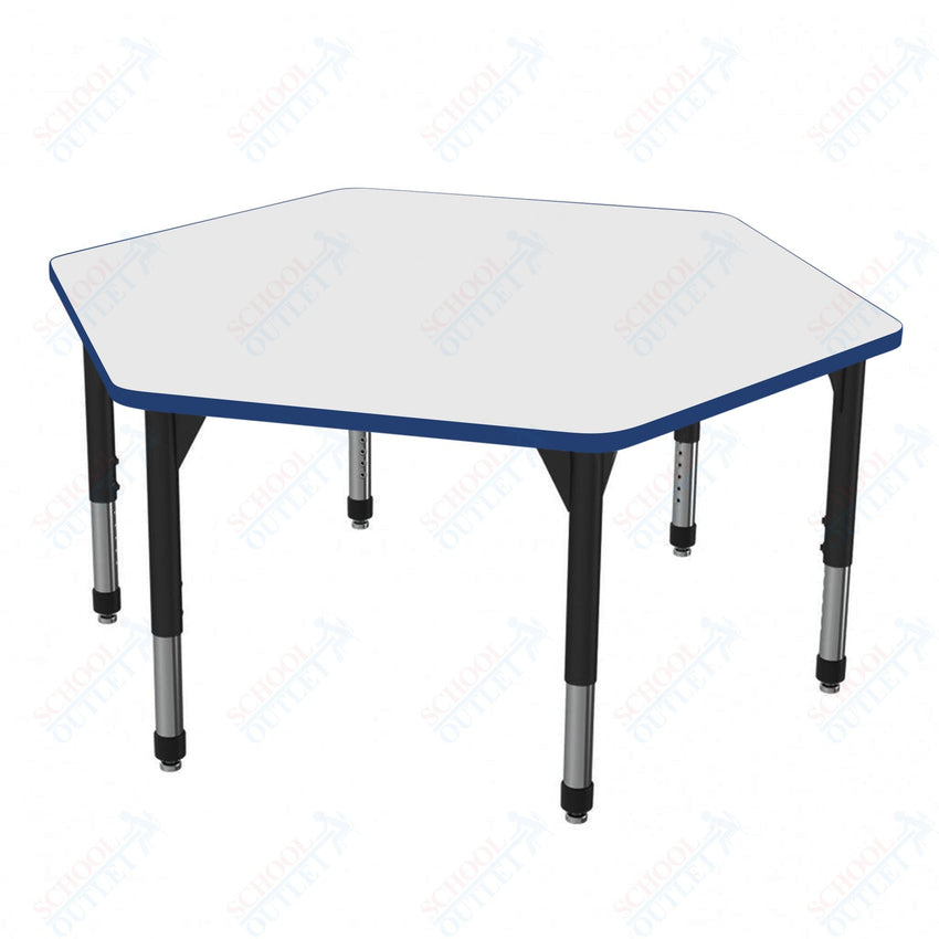 Marco Premier Series Hexagon Stand - Up Table w/ Dry Erase Top 54.5" x 48" Adj Height 32" - 42" (43 - 2254 - DA) - SchoolOutlet