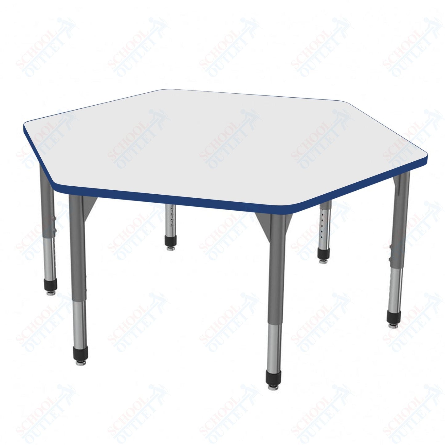 Marco Premier Series Hexagon Stand - Up Table w/ Dry Erase Top 54.5" x 48" Adj Height 32" - 42" (43 - 2254 - DA) - SchoolOutlet