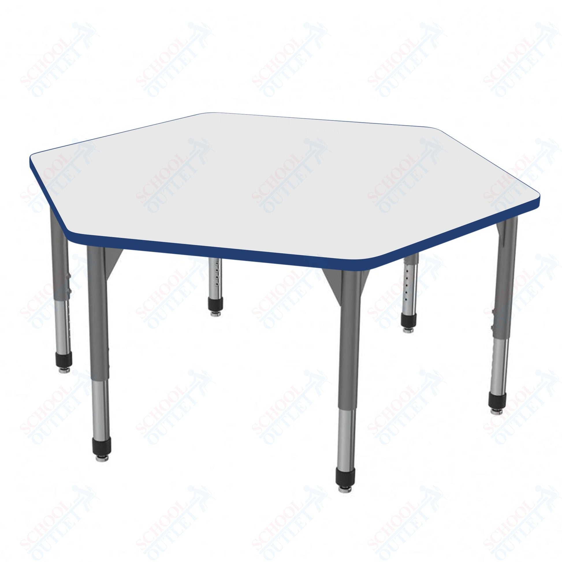 Marco Premier Series Hexagon Stand - Up Table w/ Dry Erase Top 54.5" x 48" Adj Height 32" - 42" (43 - 2254 - DA) - SchoolOutlet