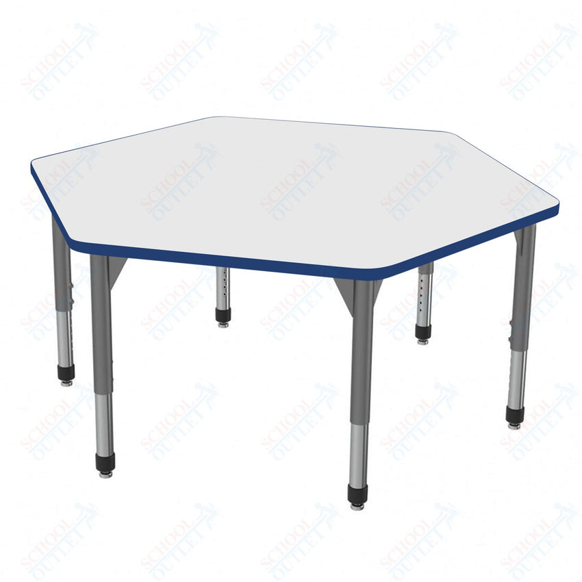 Marco Premier Series Hexagon Stand - Up Table w/ Dry Erase Top 54.5" x 48" Adj Height 32" - 42" (43 - 2254 - DA) - SchoolOutlet