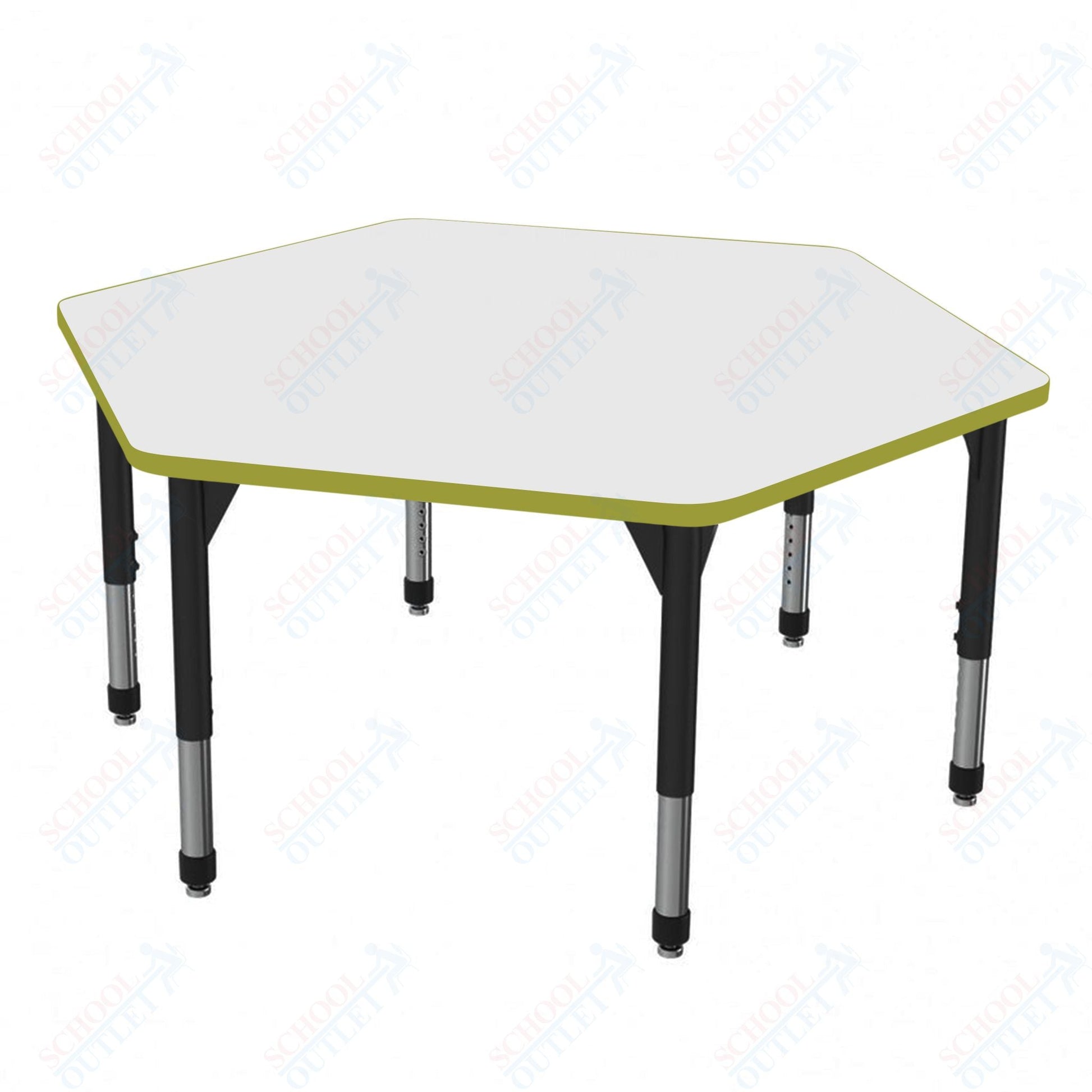 Marco Premier Series Hexagon Stand - Up Table w/ Dry Erase Top 54.5" x 48" Adj Height 32" - 42" (43 - 2254 - DA) - SchoolOutlet