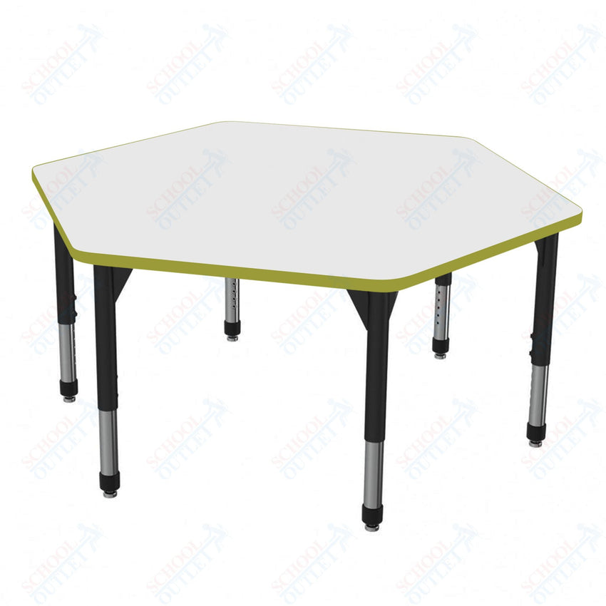 Marco Premier Series Hexagon Stand - Up Table w/ Dry Erase Top 54.5" x 48" Adj Height 32" - 42" (43 - 2254 - DA) - SchoolOutlet