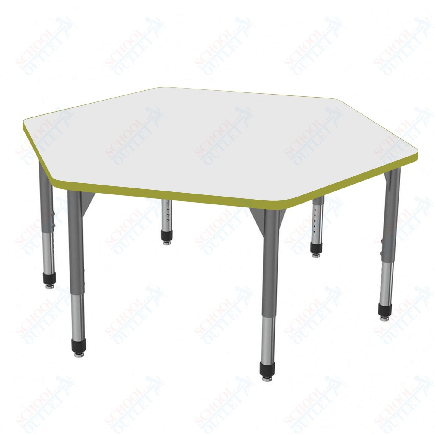 Marco Premier Series Hexagon Stand - Up Table w/ Dry Erase Top 54.5" x 48" Adj Height 32" - 42" (43 - 2254 - DA) - SchoolOutlet