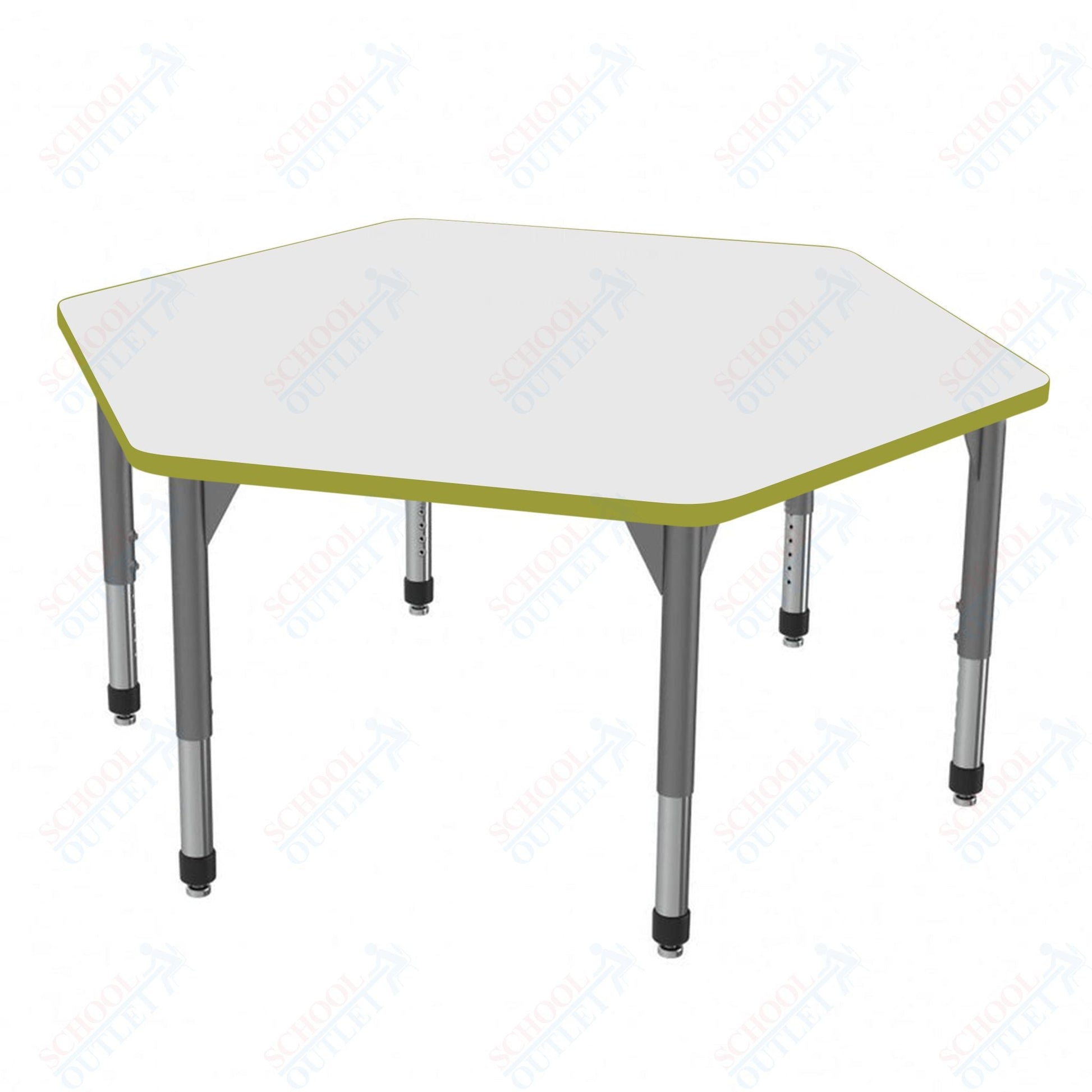 Marco Premier Series Hexagon Stand - Up Table w/ Dry Erase Top 54.5" x 48" Adj Height 32" - 42" (43 - 2254 - DA) - SchoolOutlet